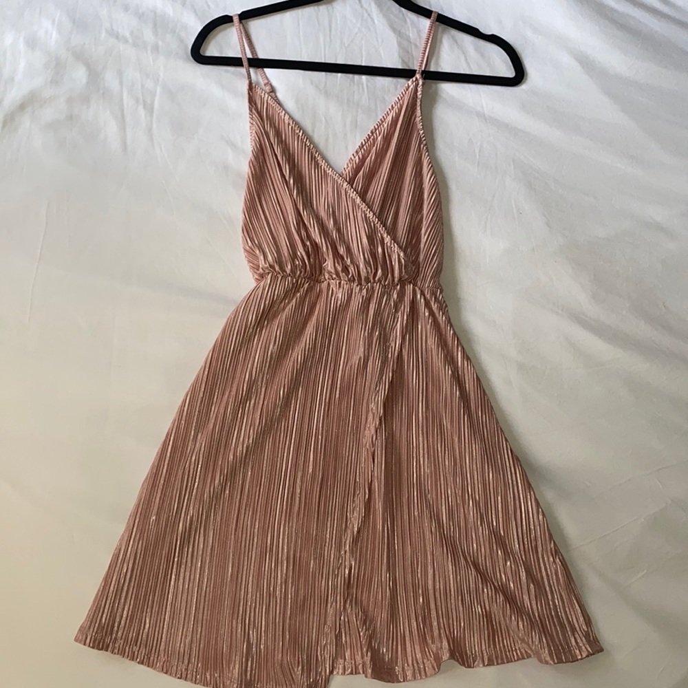 Short blush pink shimmery dress